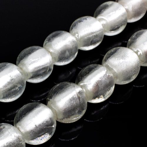 Silver Foil Round Beads 17mm 20pcs Clear for jewellery making