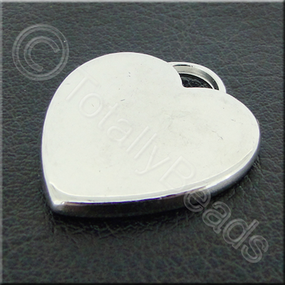 Metalised Acrylic Charm Heart - 24mm - Silver