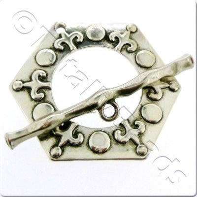 Metal Toggle - Extra Large Hexagon 45mm Antique Silver