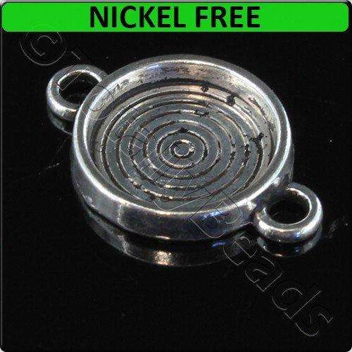 Antique Silver Metal Connector Cabachon Disc 13x19mm 10pcs