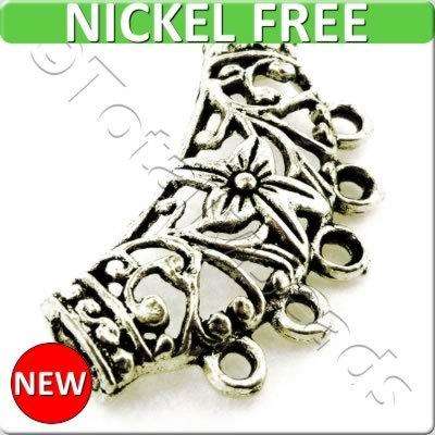 Antique Silver Metal Connector - Flower 38x20mm 3pcs