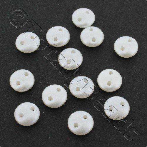 6mm Czech glass glass beads white — pack of 50, high-quality two-hole beads ideal for jewelry making, bead weaving, and crafts