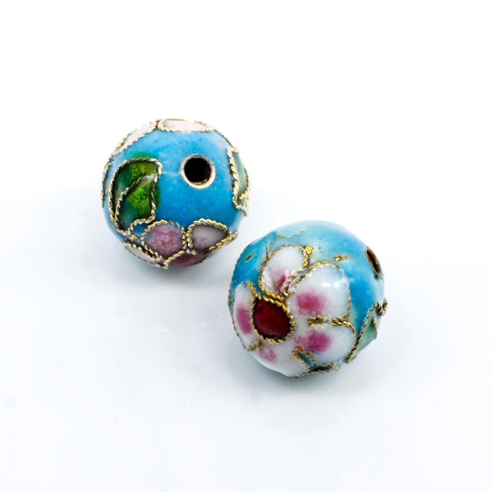 Cloisonne 12mm Round Bead Turquoise 1pc for jewellery making