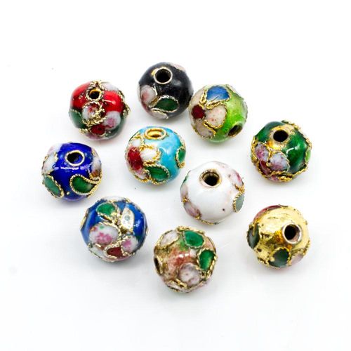 Cloisonne 8mm Round Bead Mixed 10pcs for jewellery making