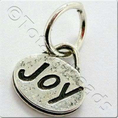 Tibetan Silver Message Tag/Charm - Joy 5pcs