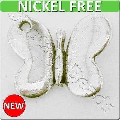 Antique Silver Metal Charm - Butterfly 23x18mm 5pcs