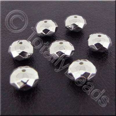 Metalised Acrylic Faceted Rondelle - 8x6mm - Silver 80pcs