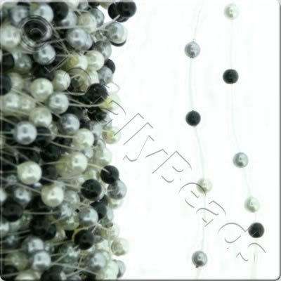 Glass Pearl - Pre Strung - 8mm White Grey Black - 1m