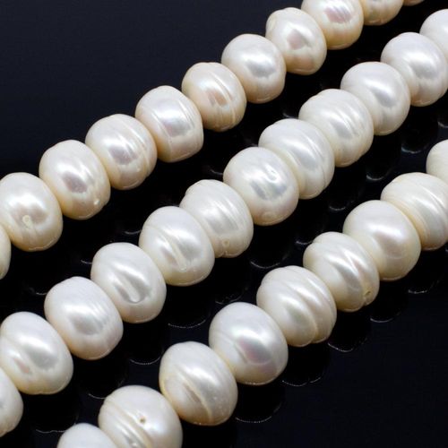 Freshwater Pearls 11x8mm Rondelle White 14" String for jewellery making