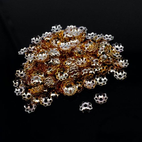 Iron Beadcap 6mm 8 Petel Holes Champagne 200pcs for jewellery making