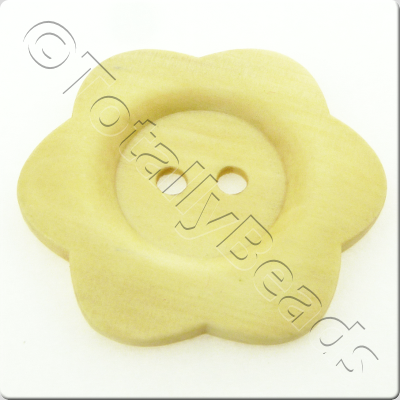 Wooden Flower Button 50mm - Natural
