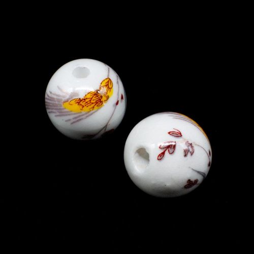 Porcelain Handmade 14mm Round Bead Harvest Flower for jewellery making