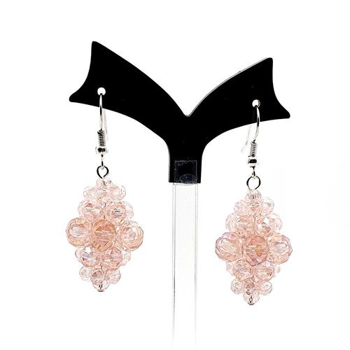 Dew Drop Earrings Pink AB 50mm for jewellery making
