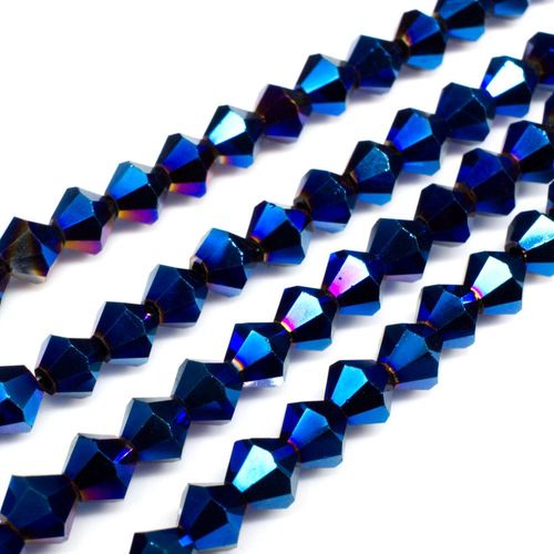 6mm crystal bicone beads blue iris — faceted for jewelry making and beadwork
