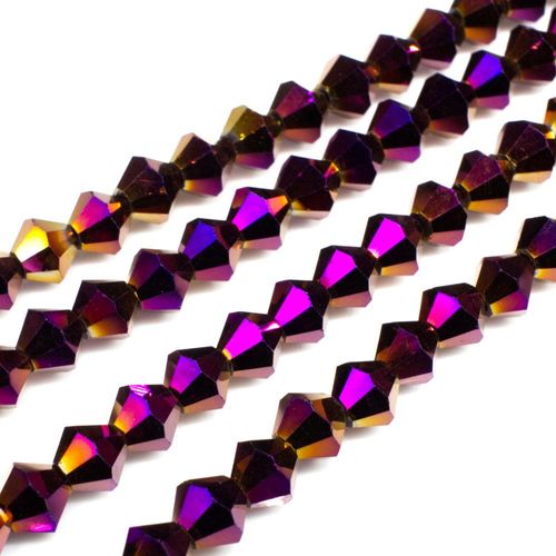 6mm crystal bicone beads purple iris — faceted for jewelry making and beadwork