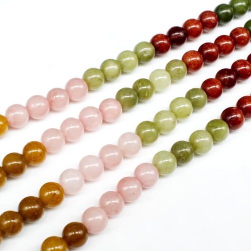 Dyed Jade Opaque Mixed Round Beads 6mm 15" String for jewellery making