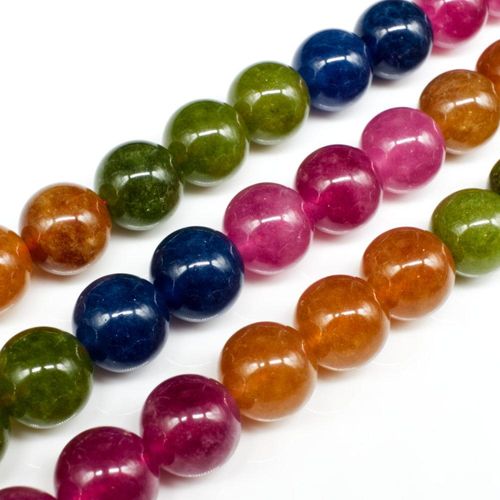Dyed Jade Tourmaline Mixed Round Beads 12mm 15" String for jewellery making