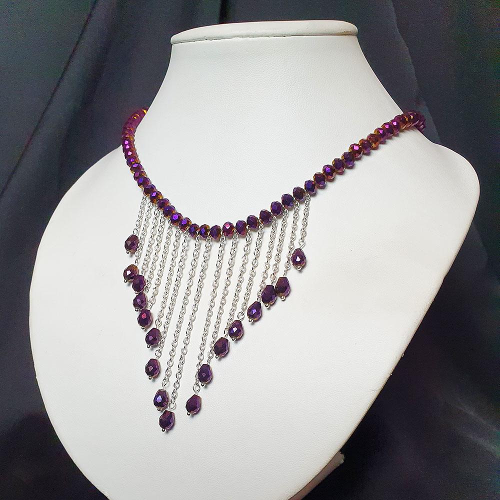 Marie Necklace purple iris necklace making kit — DIY set with beads and instructions for creating handmade jewelry