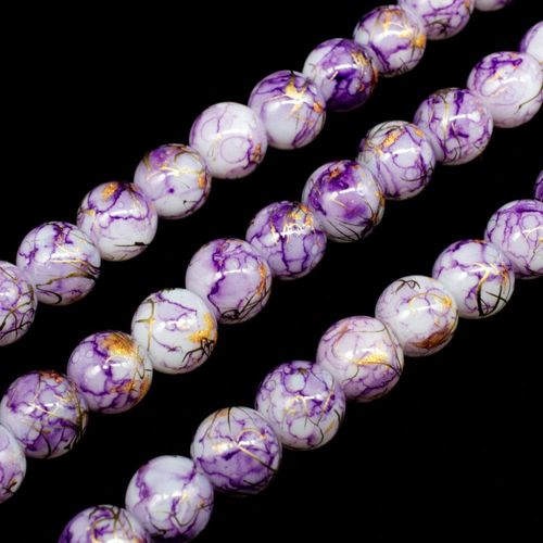Oriental Splash Round Glass Beads 8mm Mauve for jewellery making