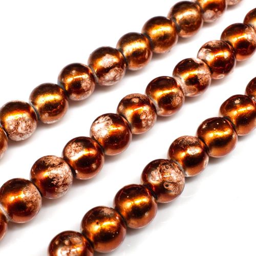 Metallic Splatter 8mm Round Beads Copper for jewellery making