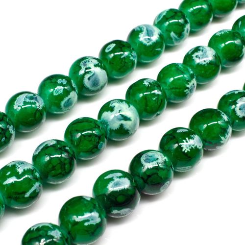 Ancient Marble Glass Beads Round 10mm Emerald Green for jewellery making