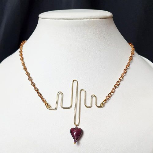 Heartbeat Necklace gold amethyst necklace making kit — DIY set with beads and instructions for creating handmade jewelry