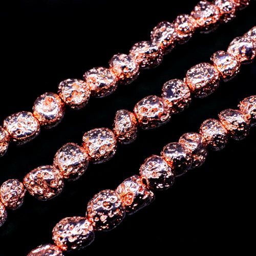 Lava Beads Nuggets 8mm Rose Gold 15" String for jewellery making