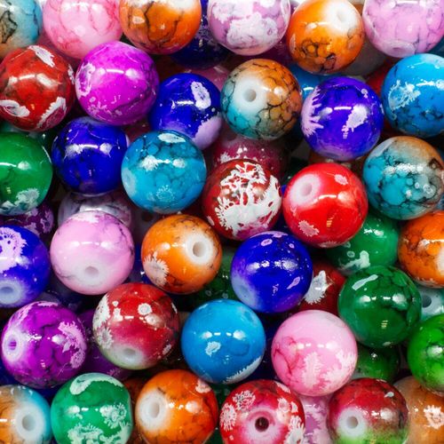 Ancient Marble Glass Beads Round 10mm Mixed 40pcs for jewellery making