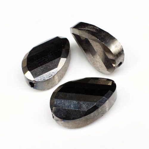 13mm crystal beads dark silver, pack of 6 — plated finish, ideal for jewelry making and beadwork