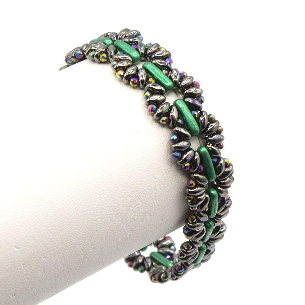 Marguerite Bracelet Makes 2 teal rainbow bracelet making kit — DIY set with beads and instructions for creating handmade jewelry