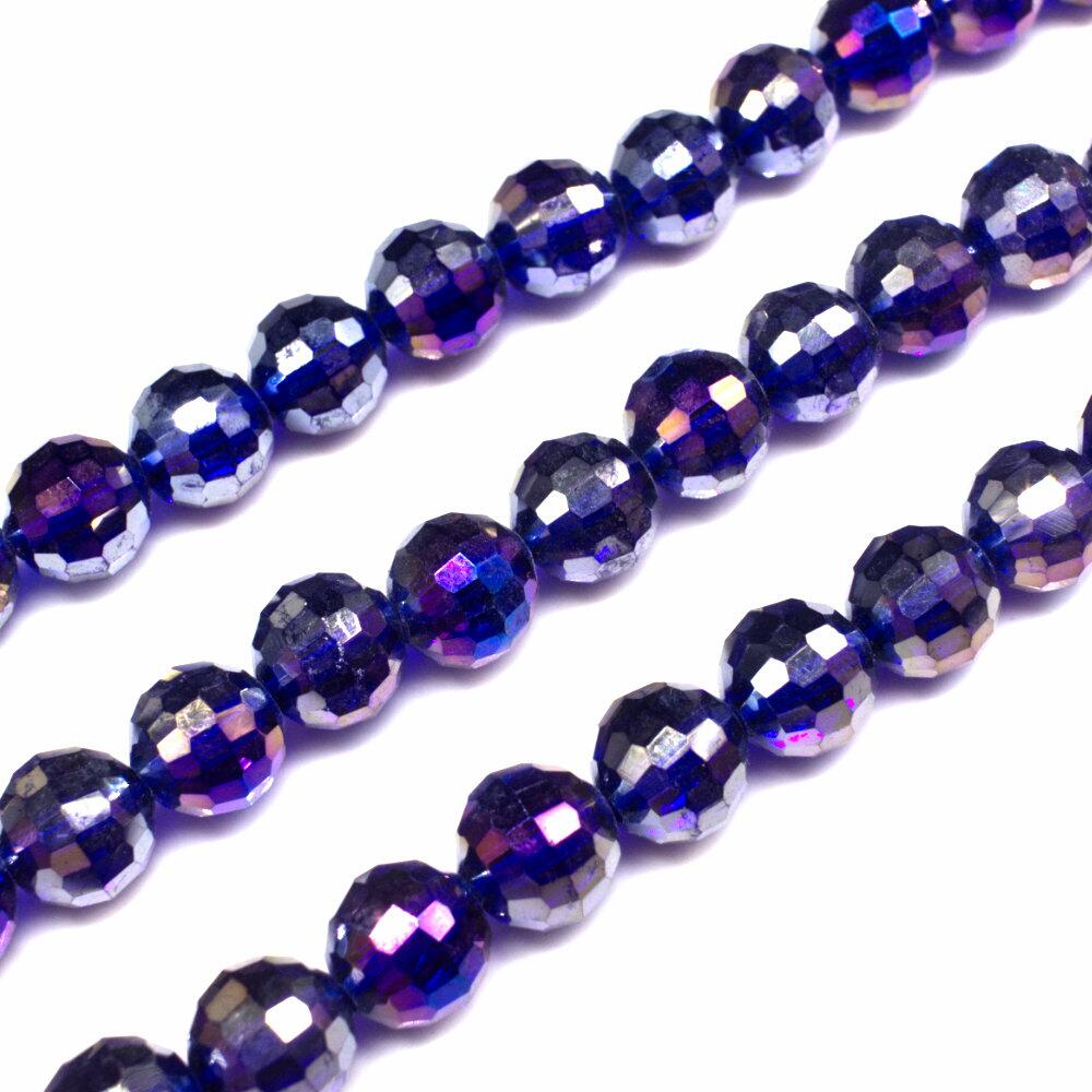 8mm crystal beads dark blue ab, pack of 50 — AB finish, faceted for jewelry making and beadwork