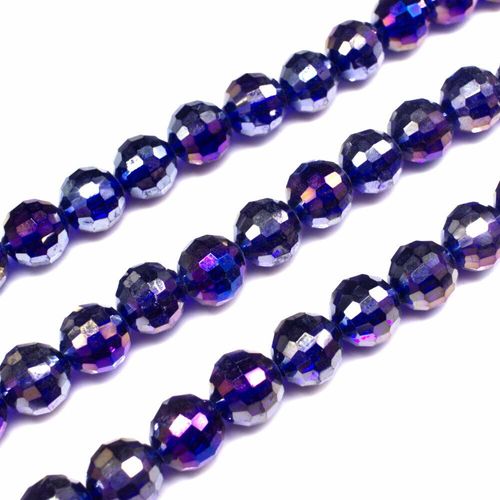 8mm crystal beads dark blue ab, pack of 50 — AB finish, faceted for jewelry making and beadwork