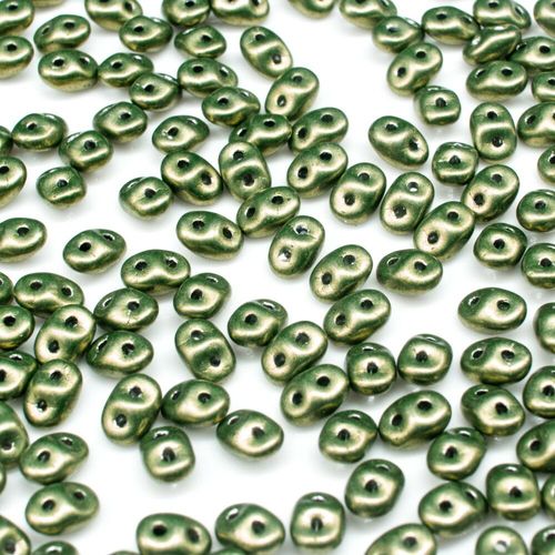 10g Czech glass Rulla beads suede gold fern — two-hole beads for jewelry making and bead weaving