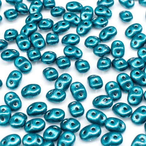 10g Czech glass Rulla beads sat. met. quetzal green — two-hole beads for jewelry making and bead weaving