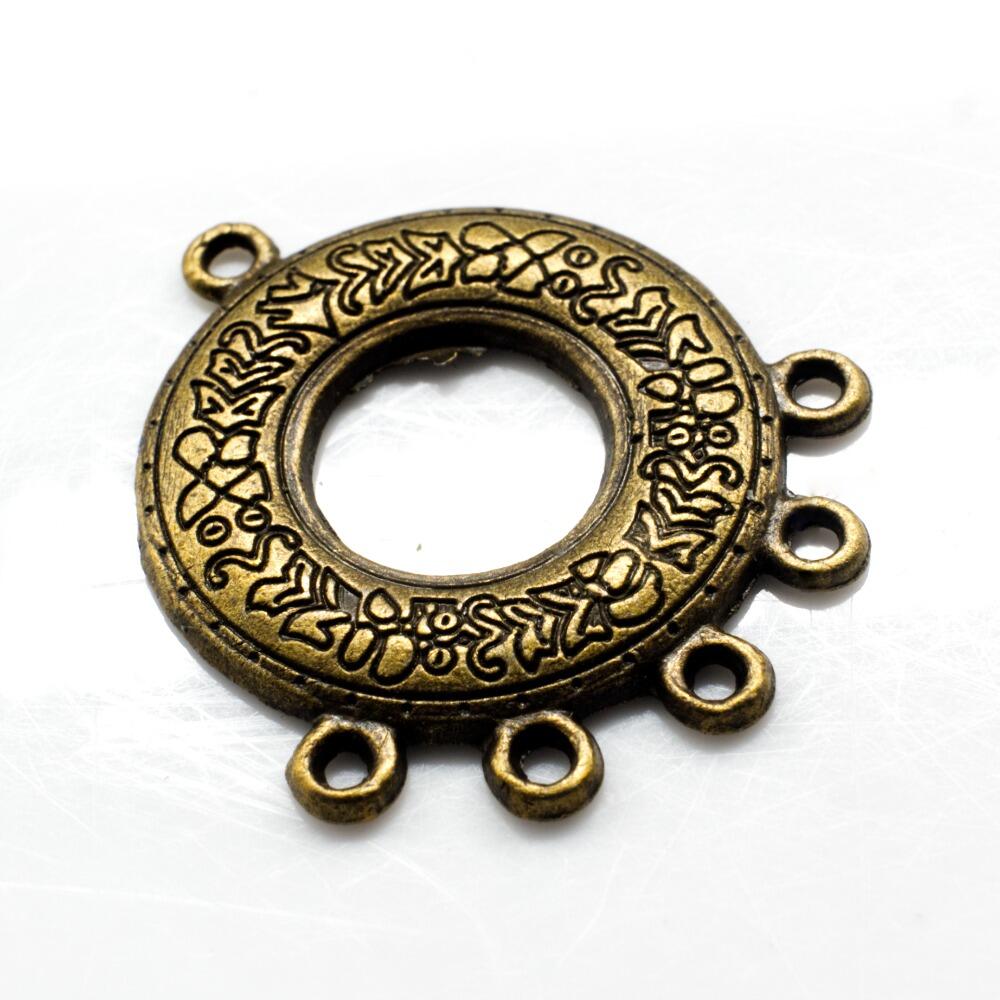Antique Bronze Metal Connector 5/1 Ring 24mm 4pcs for jewellery making