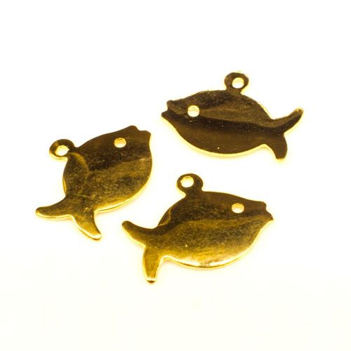 Gold Metal Charm Fish 15mm 50pcs for jewellery making
