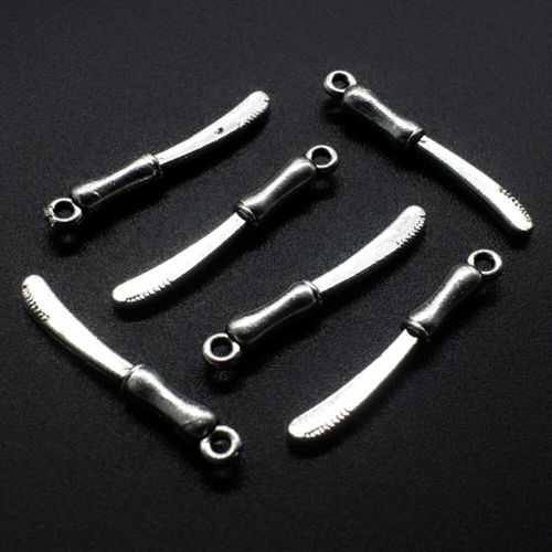 Antique Silver Metal Charm Cutlery Knife 27mm 12pcs for jewellery making