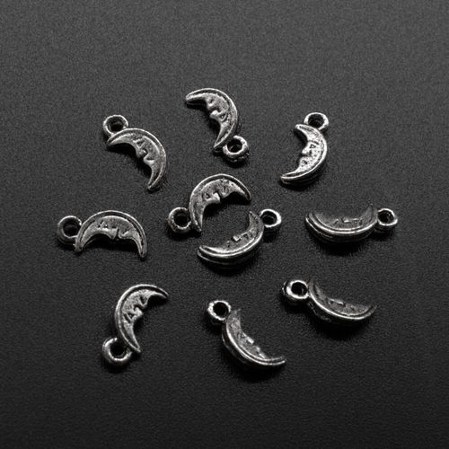 Antique Silver Metal Charm Moon Face 12mm 15pcs for jewellery making