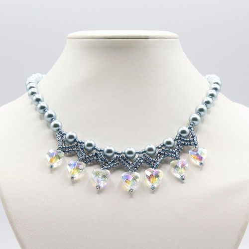 Aimee Necklace crystal blue necklace making kit — DIY set with beads and instructions for creating handmade jewelry