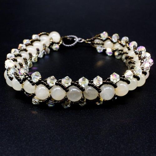 Gemstone Flat Spiral Bracelet Makes 2 yellow jade bracelet making kit — DIY set with beads and instructions for creating handmade jewelry