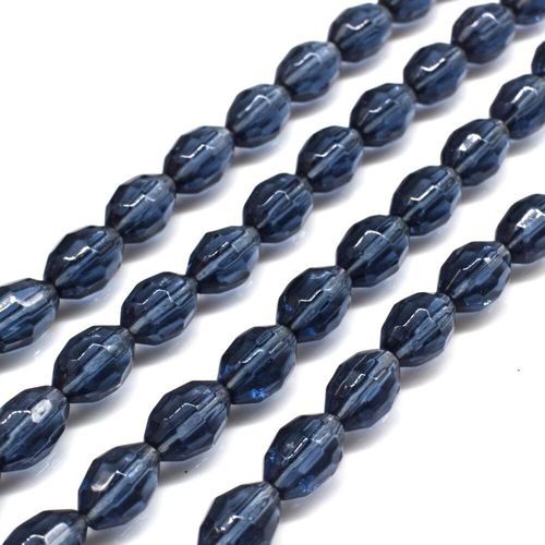 Glass Beads 9mm Facet Rice Navy 14" String for jewellery making