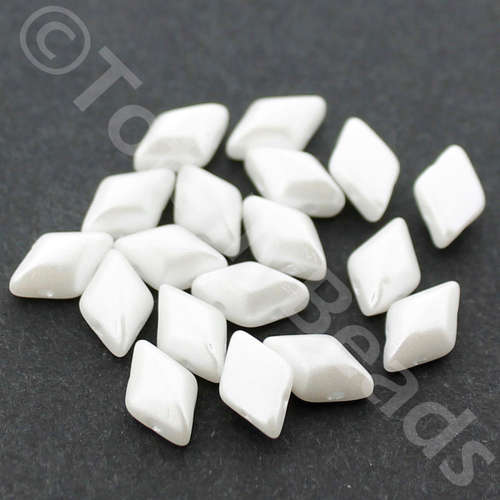 8x5mm 10g Czech glass Rulla beads pearl coat snow — two-hole beads for jewelry making and bead weaving