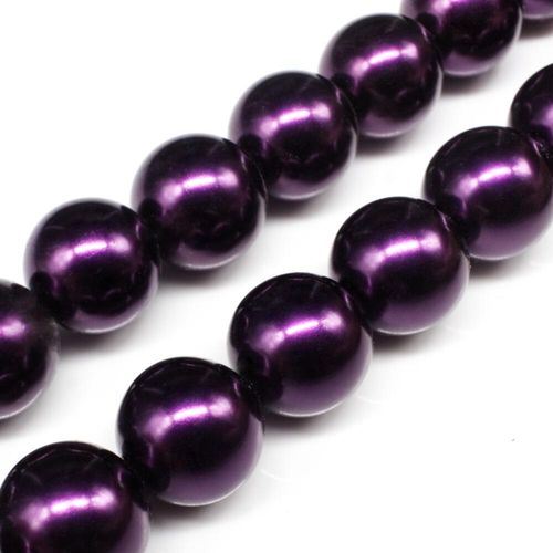 Glass Pearl Round Beads 16mm Dark Mulberry for jewellery making