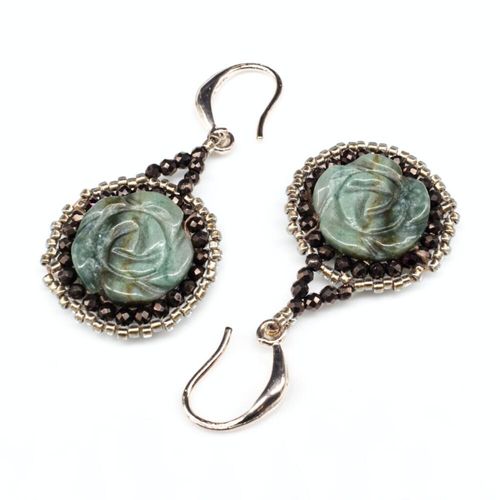 Gemstone Rose Earrings 2 Pairs indian blood stone earring making kit — DIY set with beads and instructions for creating handmade jewelry