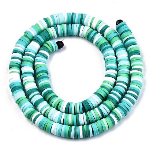 Fimo Heishi Disc Beads 6mm Spring Green 16" String for jewellery making