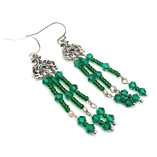Amanda Crystal Earrings 4 Pairs emerald earring making kit — DIY set with beads and instructions for creating handmade jewelry
