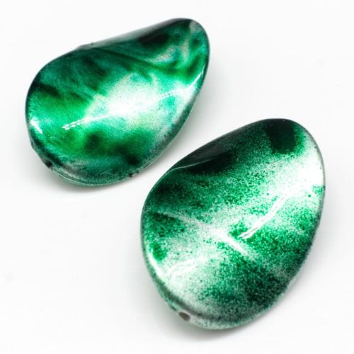Acrylic Twisted Oval Beads 35mm 8pcs Green Spray for jewellery making