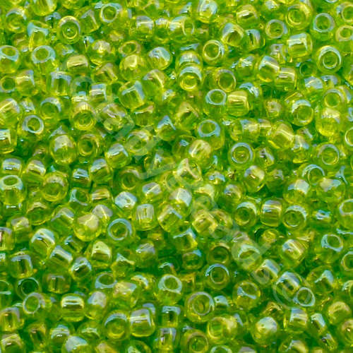 Toho Size 11 Seed Beads 10g - Trans Rainbow Lime Green