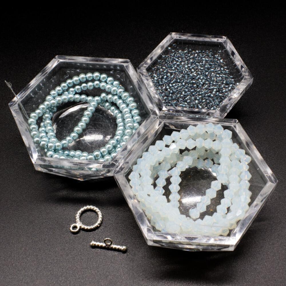 Crystal Flower Bracelet Makes 2 steel bracelet making kit — DIY set with beads and instructions for creating handmade jewelry