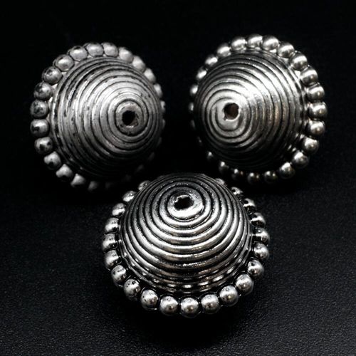 Acrylic Antique Silver Round Beads 22mm 5pcs Rings & Dots for jewellery making